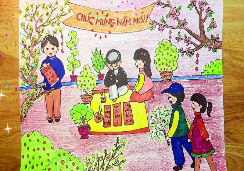 Cách vẽ tranh ngày Tết đơn giản mà đẹp đơn giản ý nghĩa