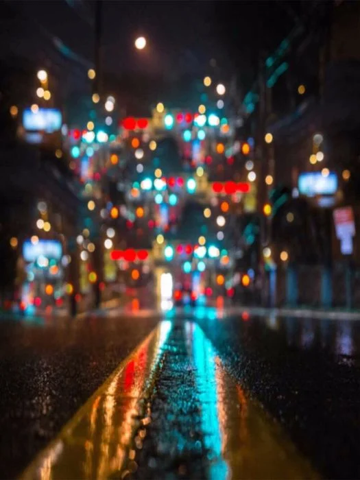 Hình nền Zalo đẹp với ánh đèn đường phố ban đêm hiệu ứng bokeh