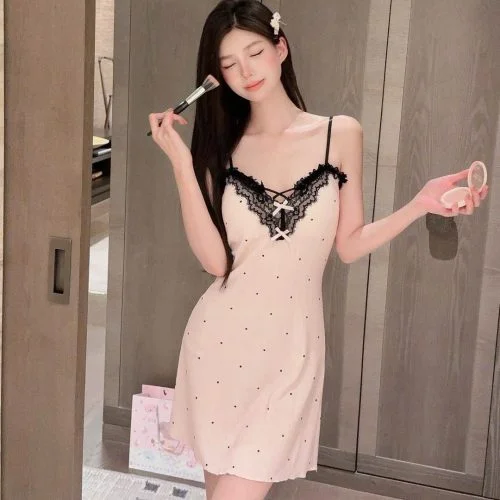 Váy Ngủ Dáng Suông Chấm Bi