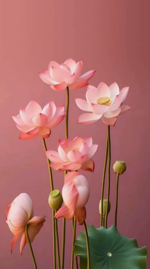 Sen hồng thuần khiết nở rộ buổi sớm mai