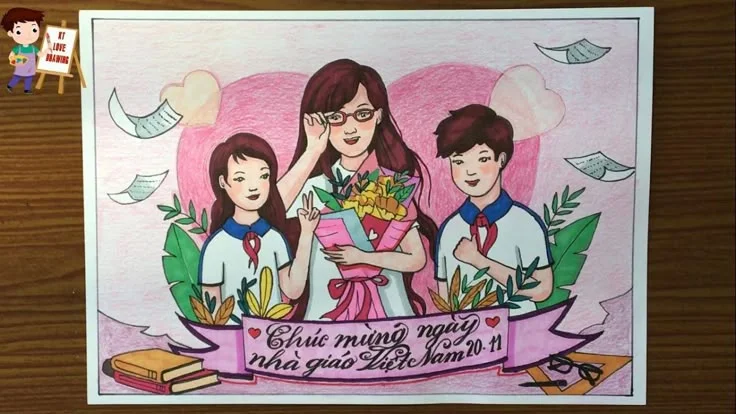 Vẽ Tranh Đề Tài Nhà Giáo Việt Nam 20-11 / Vẽ thiệp chúc mừng ngày nhà giáo 20-11 / Mỹ thuật 8