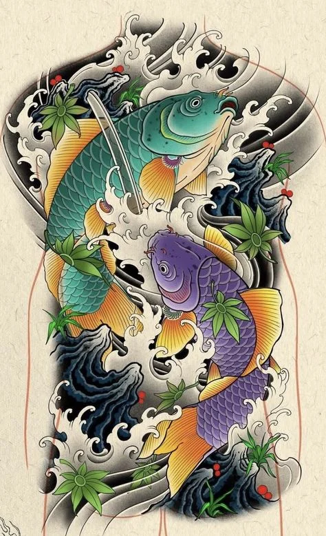 Hình Xăm Cá Chép Nửa Người