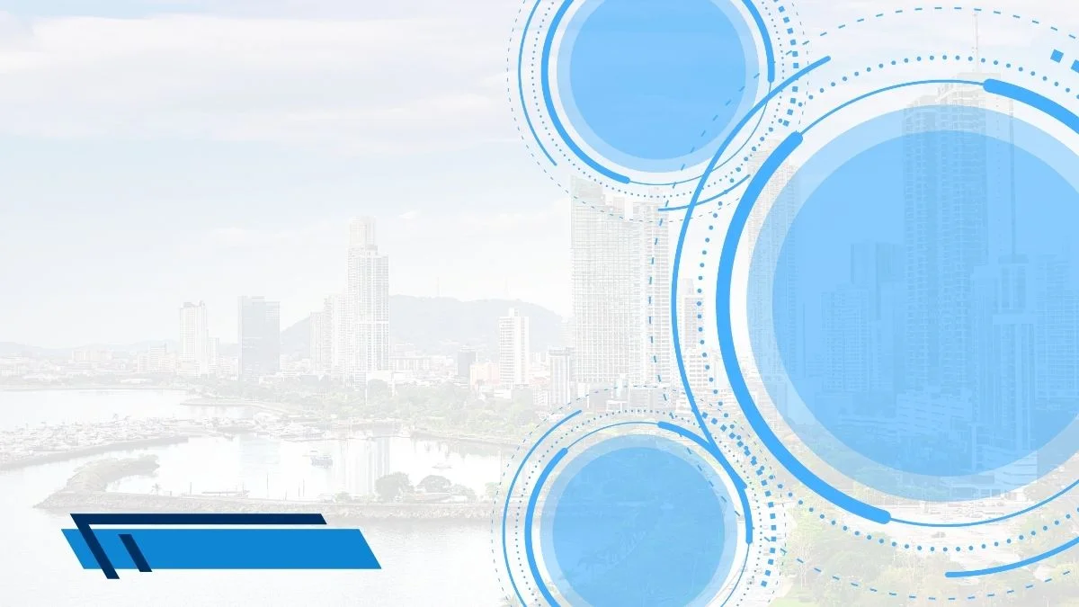 Hình nền pp hiện đại với vòng tròn xanh và thành phố mờ