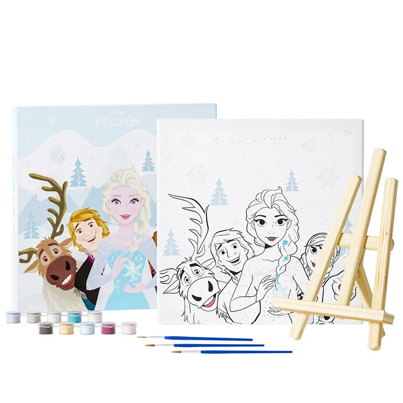 Bộ tranh số hóa Frozen bao gồm canvas, màu vẽ và cọ vẽ cho trẻ em