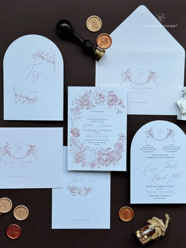 Thiệp Cưới Hoa Lineart – Nhẹ Nhàng và Thanh Lịch