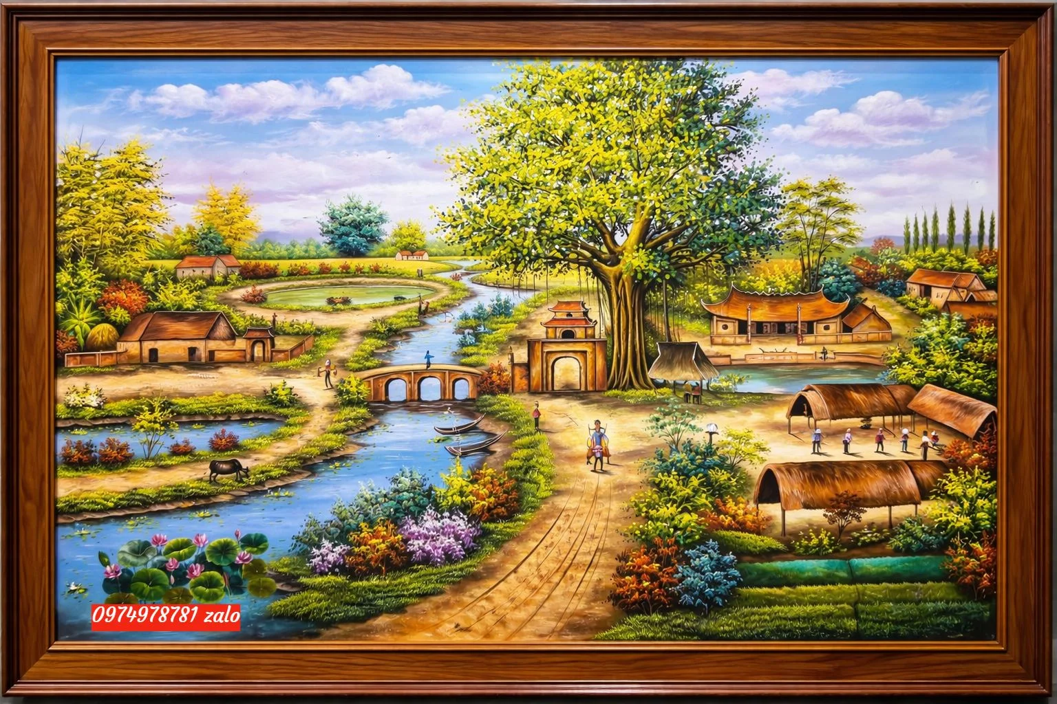Tranh đồng quê ý nghĩa đẹp phòng khách - Tranh sơn dầu phong thuỷ