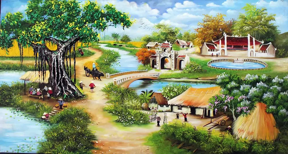 99+ Tranh Đồng Quê phong cảnh quê hương đẹp nhất 2025