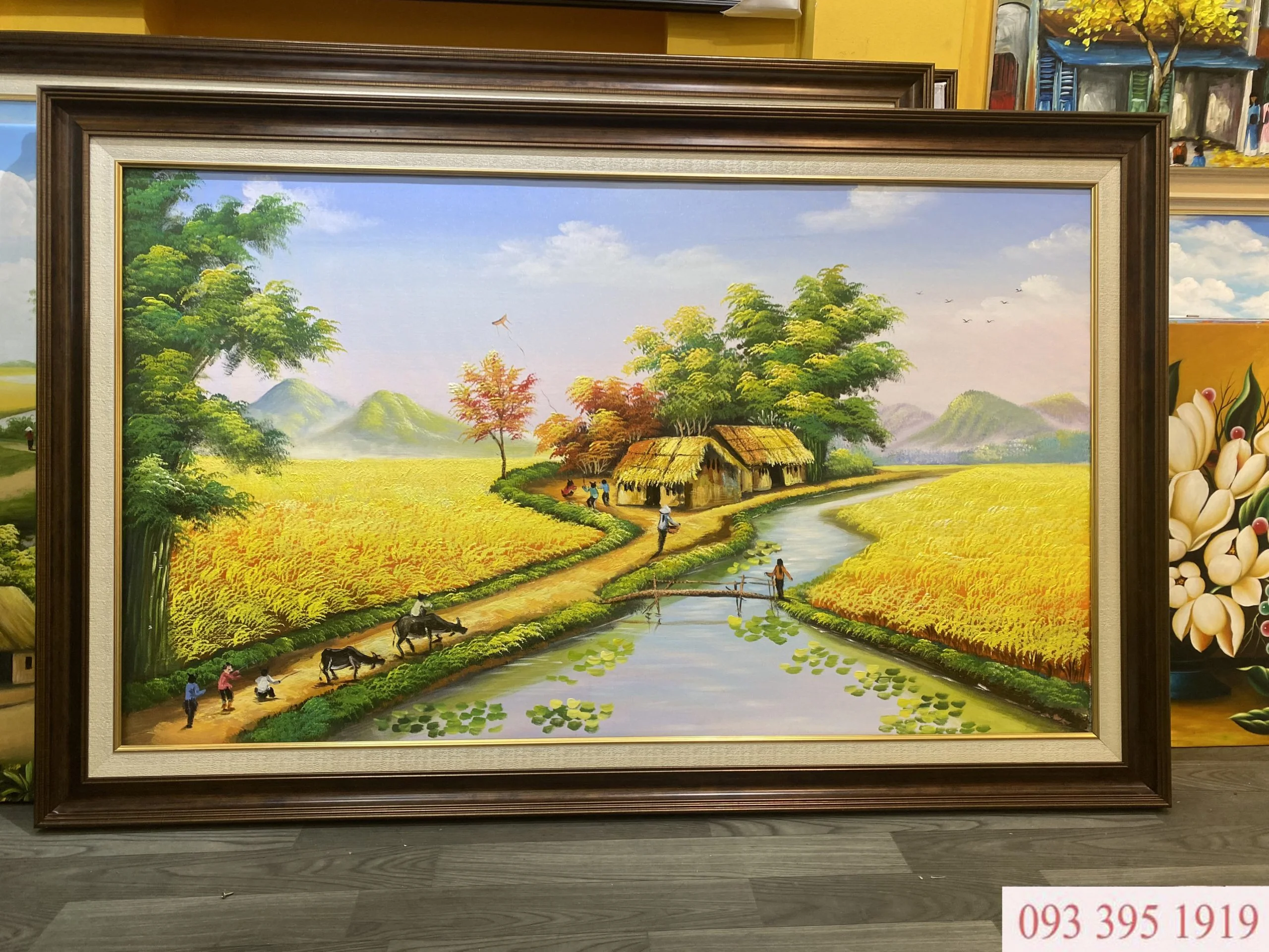 Tranh đồng quê làng quê đẹp nhất tranh sơn dầu đồng quê mùa vàng 03