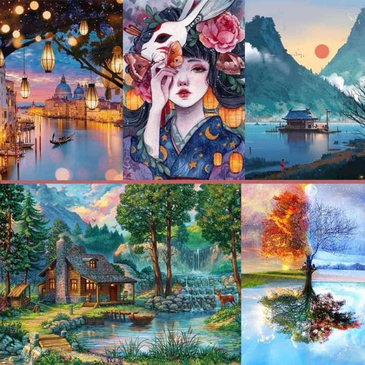 Tranh Đính Đá 5D Tự Làm tranh đính đá phong cảnh giá rẻ mini anime BTS | Lazada Việt Nam