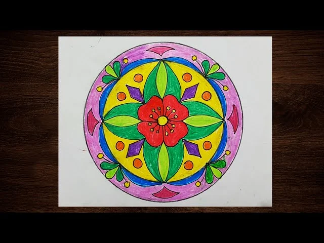 Tranh vẽ trang trí họa tiết mandala nhiều màu sắc