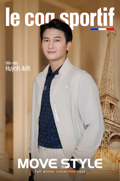 Diễn viên Huỳnh Anh diện trang phục thời trang trong bộ sưu tập mới của Le Coq Sportif