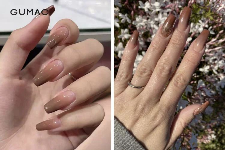 Màu nail nâu tây ombre độc đáo