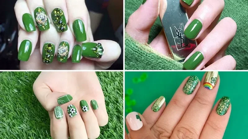 Mẫu nail màu xanh lá cây