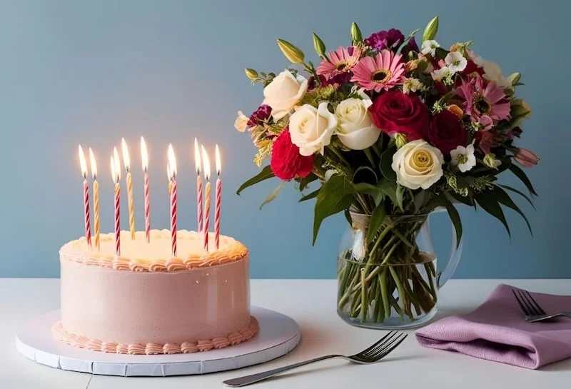 Ảnh hoa đồng tiền và bánh sinh nhật đẹp tặng bạn thân ý nghĩa