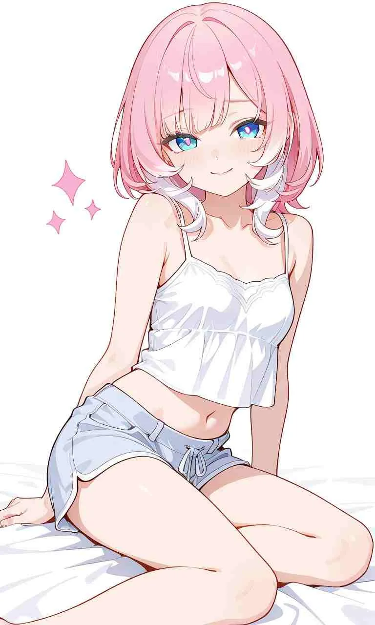 Nhân vật nữ anime tóc hồng đáng yêu