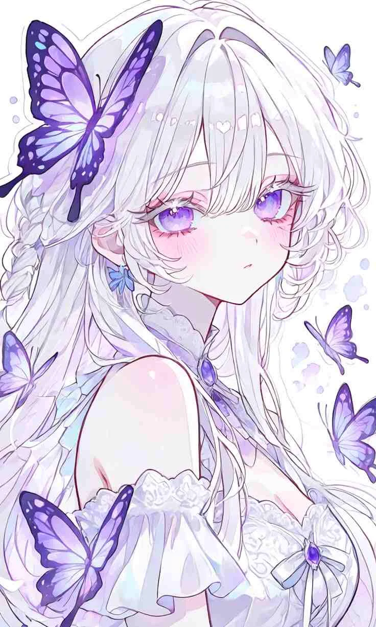 hình ảnh anime nữ bên cánh bướm