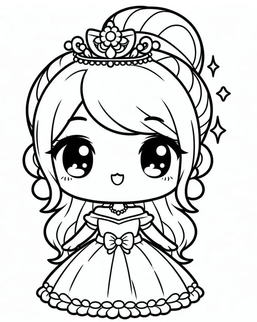 tranh tô màu công chúa chibi dễ thương