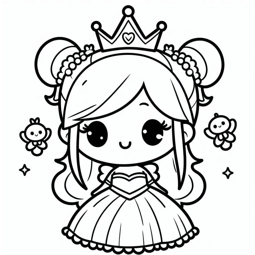 Tranh tô màu công chúa chibi đáng yêu
