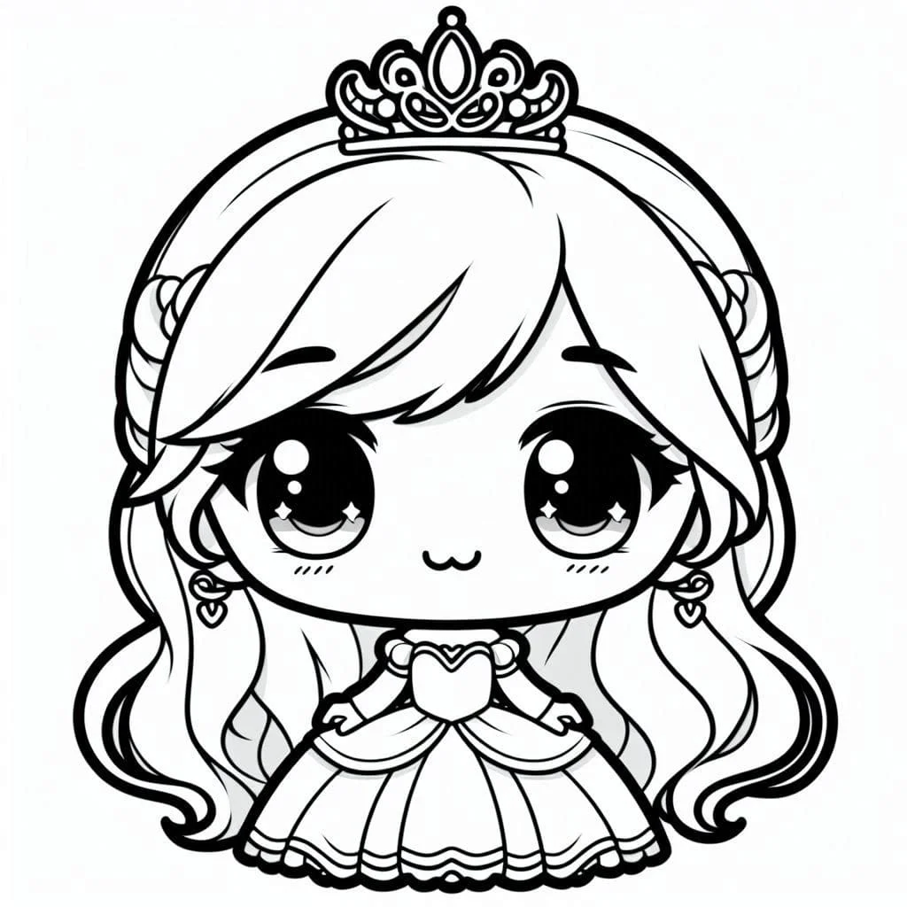 Tranh tô màu công chúa chibi dễ thương cho bé tập tô