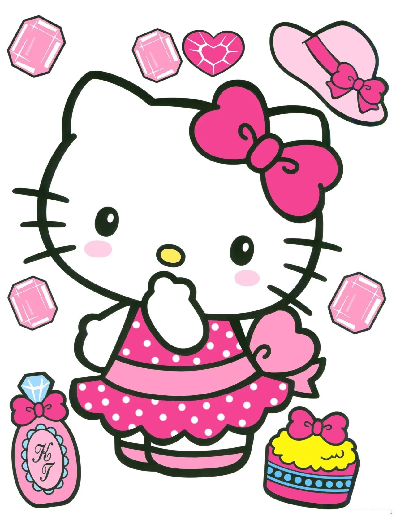 Ảnh Hello Kitty mặc váy hồng đáng yêu với các phụ kiện trang sức