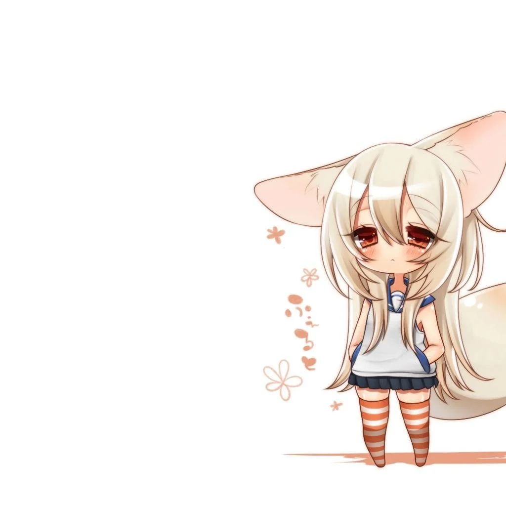 hình cute chibi nhân vật cô gái cáo với đôi tai to dễ thương