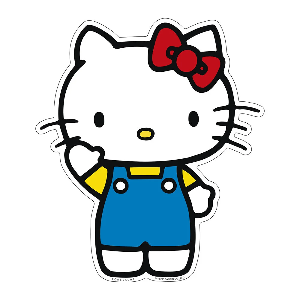 ảnh hello kitty dễ thương với trang phục yếm xanh trên nền trắng
