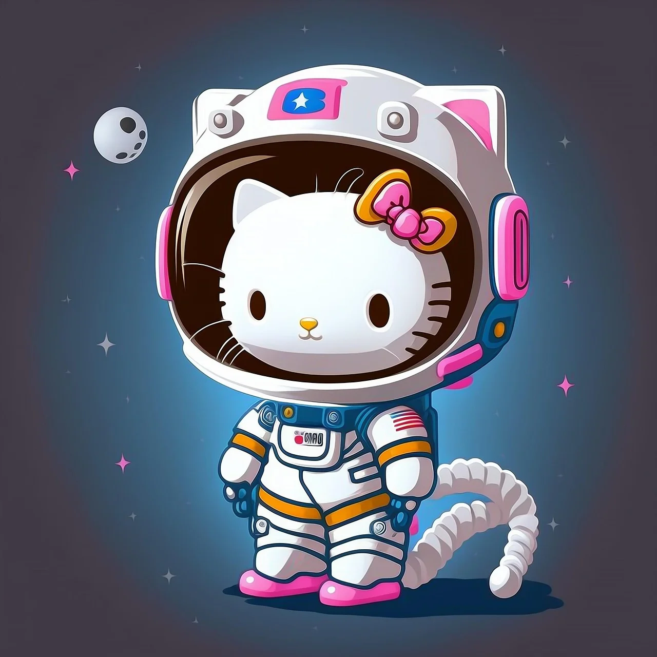 Ảnh Hello Kitty mặc bộ đồ phi hành gia dễ thương trong không gian
