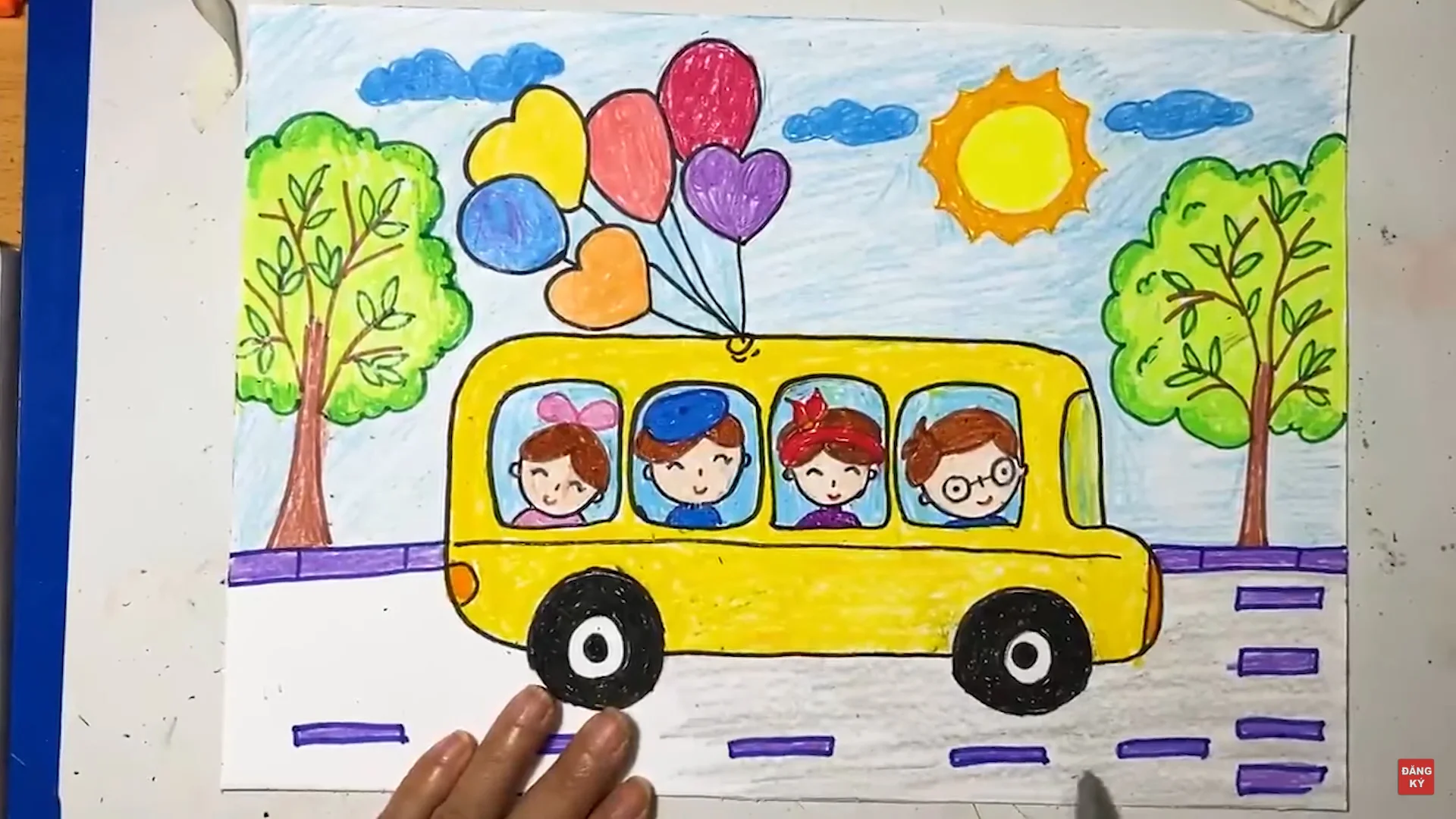 Tranh vẽ xe buýt hoạt hình ý tưởng vẽ