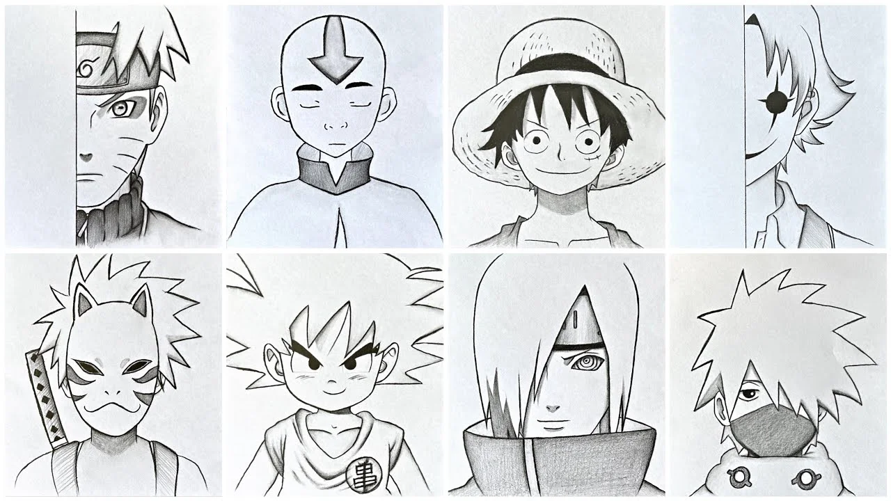 Ý tưởng vẽ các nhân vật anime nổi tiếng bằng bút chì trên giấy