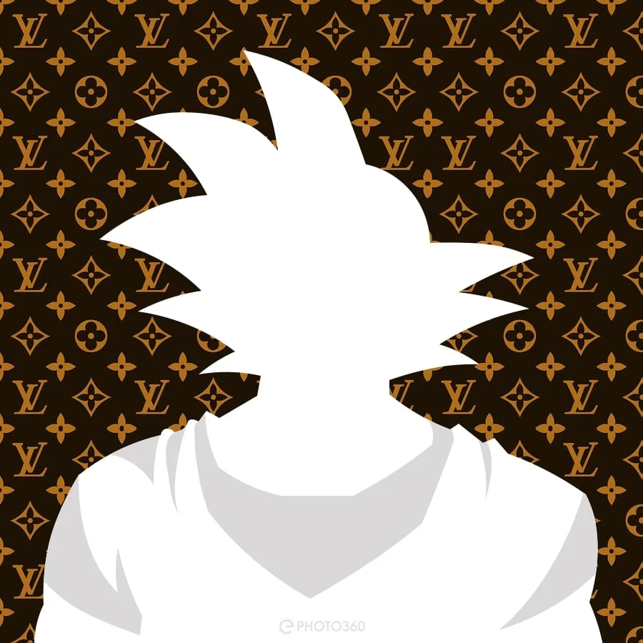 Avatar mặc định với hình bóng nhân vật anime trên nền họa tiết Louis Vuitton