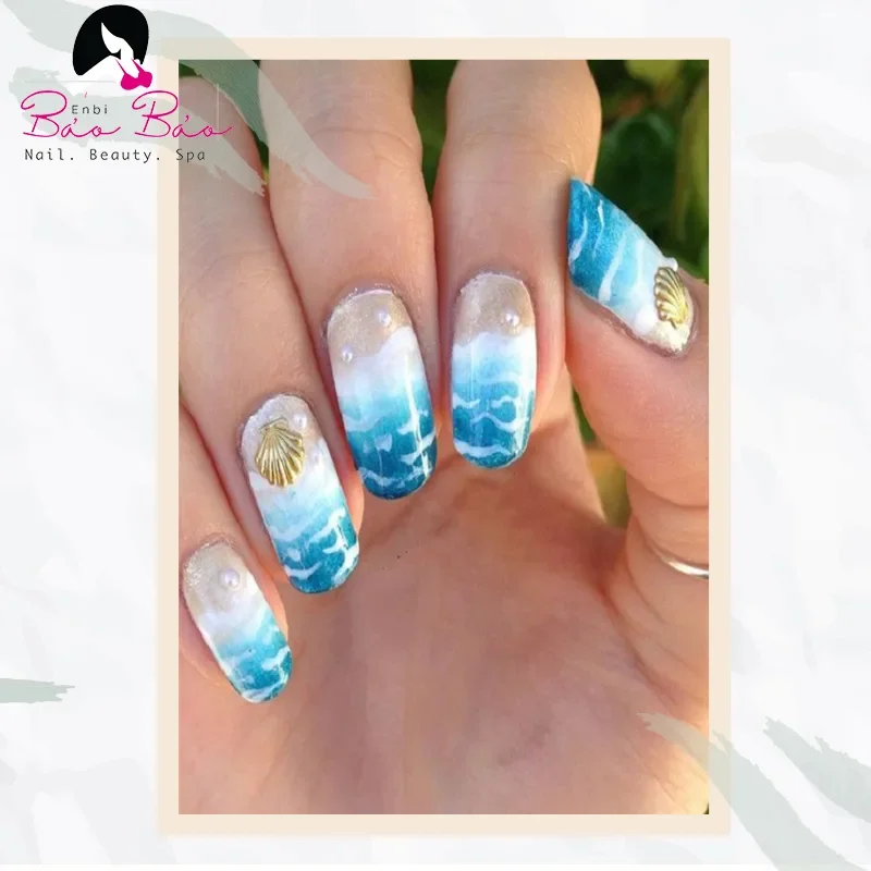 Mẫu nail đi biển phủ móng