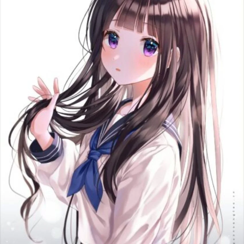Ảnh avatar fb phong cách anime cô gái dễ thương tóc dài