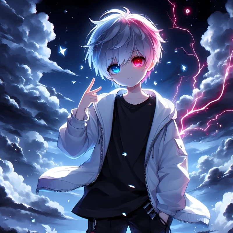 ảnh avatar fb phong cách anime nam cá tính với mắt dị sắc
