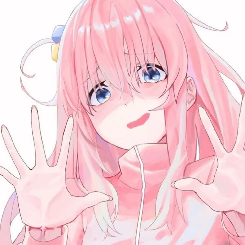 Ảnh avatar FB nữ anime tóc hồng đáng yêu