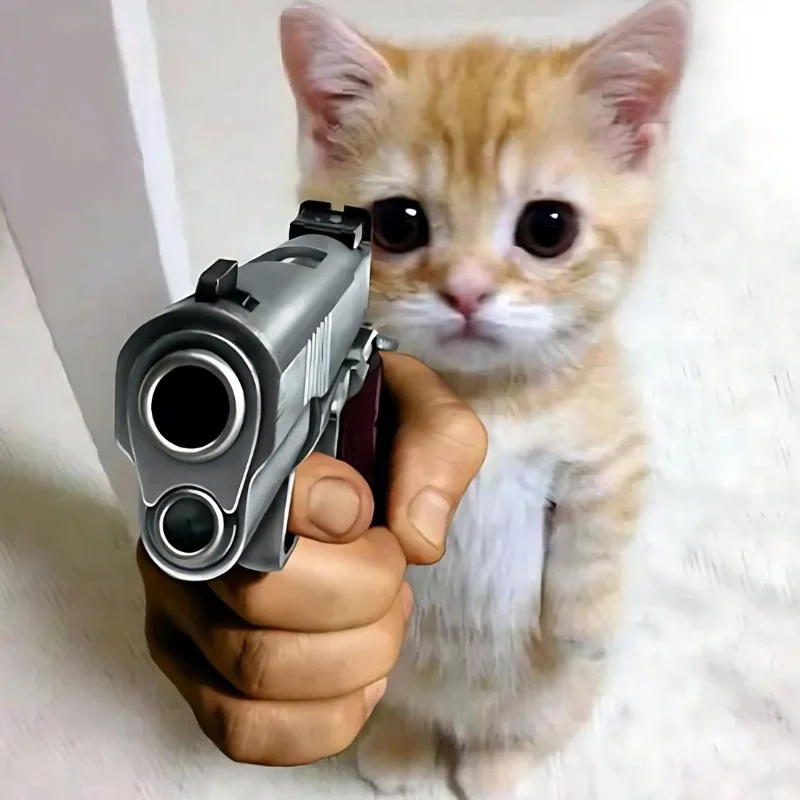 tải Ảnh meme mèo cười chỉ tay bắn súng